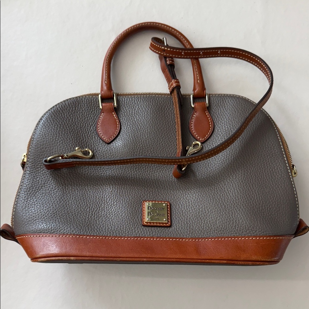 Dooney & Bourke Gray and Tan Leather Satchel